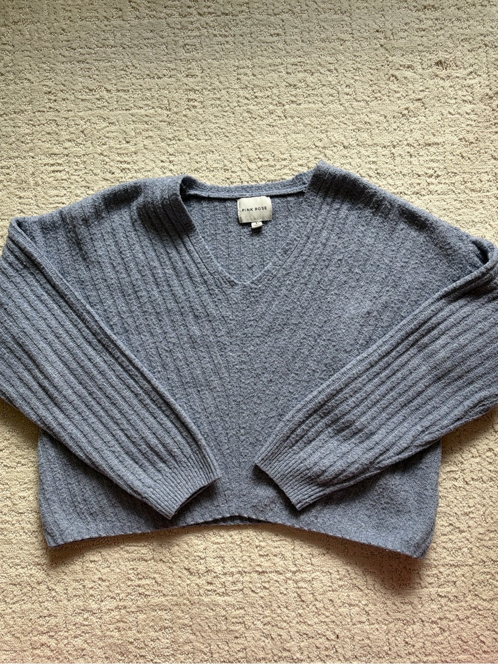 Dry Goods Blue Knit Crop Sweater